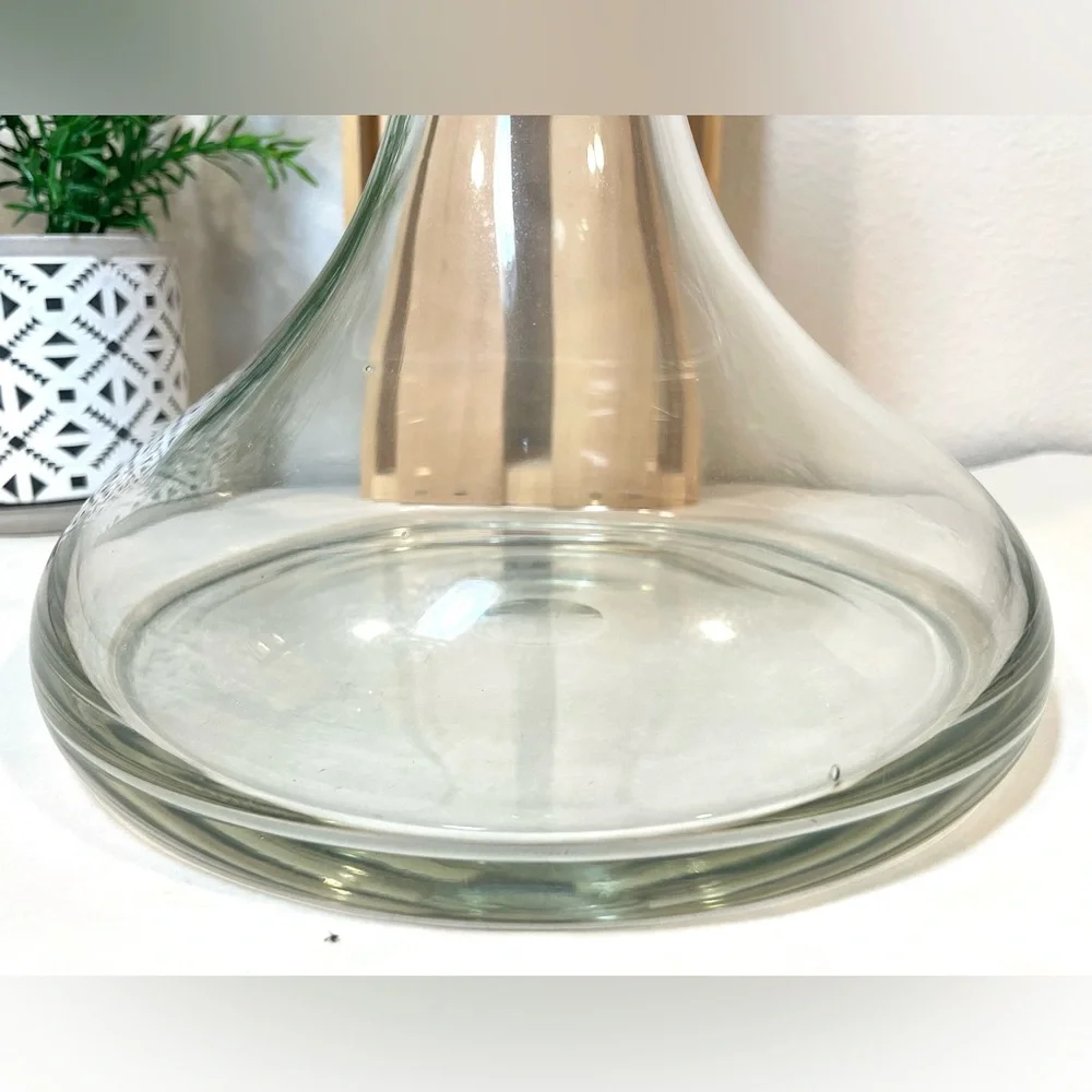 Classic Clear Ships Glass Decanter w Globe Stopper | Chip on Stopper Bottom |GUC